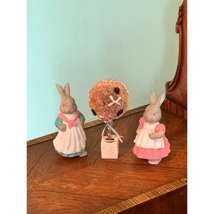 Vintage Carrot Patch Square Dept 56 Maypole Bunnies Vintage Easter Bunny